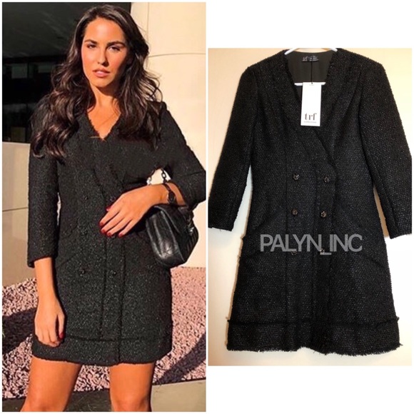 black tweed dress zara